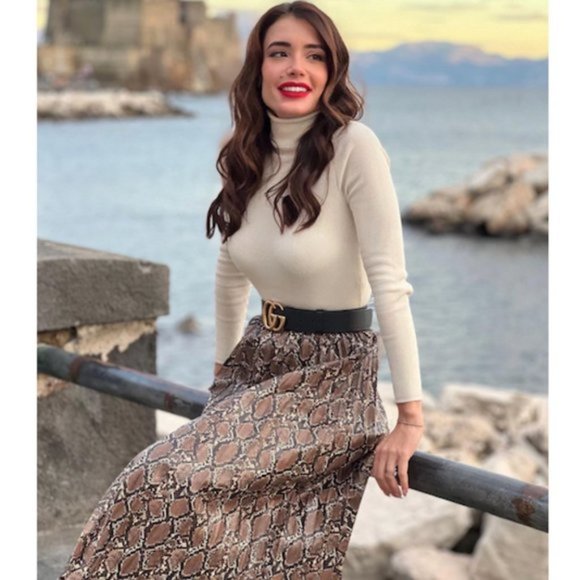 Zara Faux Leather Pleated Snakeskin Skirt Sz XS, M NWT - Picture 3 of 16